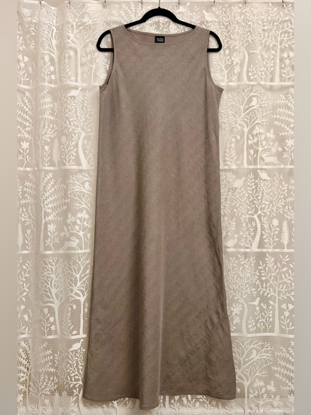 Eileen Fisher Sleeveless Shimmery Light Gray Maxi Dress, Medium
